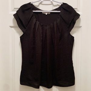 Black Flutter Sleeve Short Sleeve Top